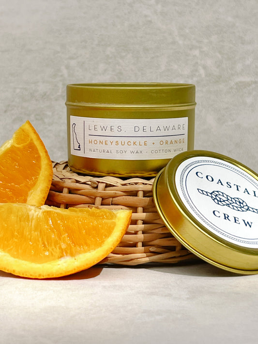 Honeysuckle + Orange Tin Candle